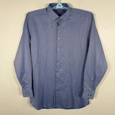 Visconti Black Shirt Mens XLT Tall Blue Button Up Long Sleeve Diamond Casual