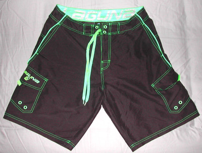 Laguna Board Shorts Quick Dry Draw String 2 Pockets Black Yellow Size 34