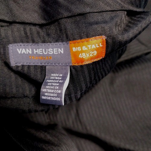 Van Heusen 48 x 29 Pantalones Grandes y Altos Elásticos Viajero Hombre’s Negro Nuevo Con Etiquetas - Imagen 5 de 9
