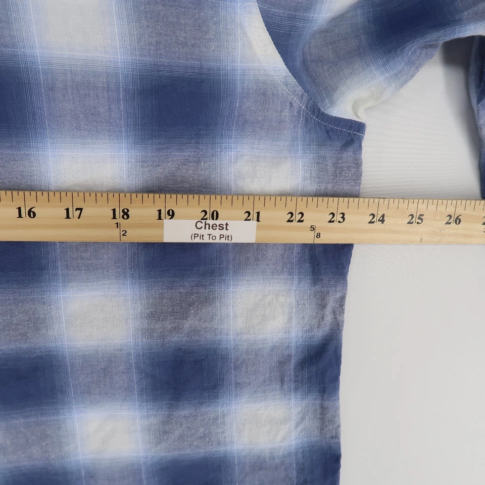 Milano Borromeo CMP Stamp Shirt Mens Large Blue White Plaid Stretch Cotton - Image 3 of 4