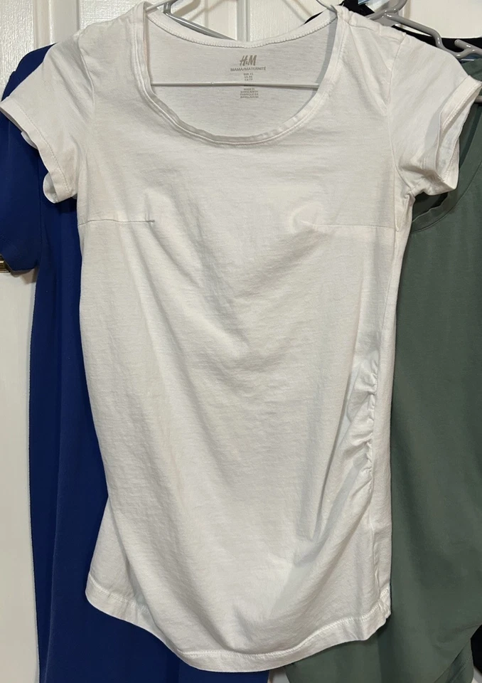 Lot Of 5 Maternity XS Tops Short Sleeve H&M Old Navy Isabel Black White Green - Image 2 of 4