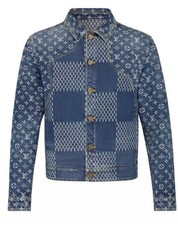 NEW Louis Vuitton Damier Waves Monogram Blue Denim Jacket Sz EU48 M Virgil Nigo