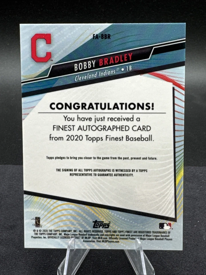 2020 Topps Finest Baseball MLB #FA-BBR Bobby Bradley Refractor Auto Rookie RC - Image 2 of 2