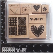 Stampin' Up RUBBER STAMPS 2003 LOVING HEARTS VALENTINES LOVE YOU XO SWIRLS