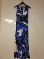 XOXO Dress Women Medium Black Blue White Foral Print Sleeveless Maxi Made in USA