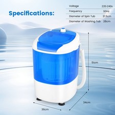 2-IN-1 Home Semi-Automatic Mini Washing Machine 2.5KG Washer Spin Dryer Portable
