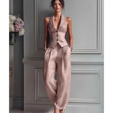 Summer Sleeveless Suit Casual Single-breasted Vest And Casual Pants Set