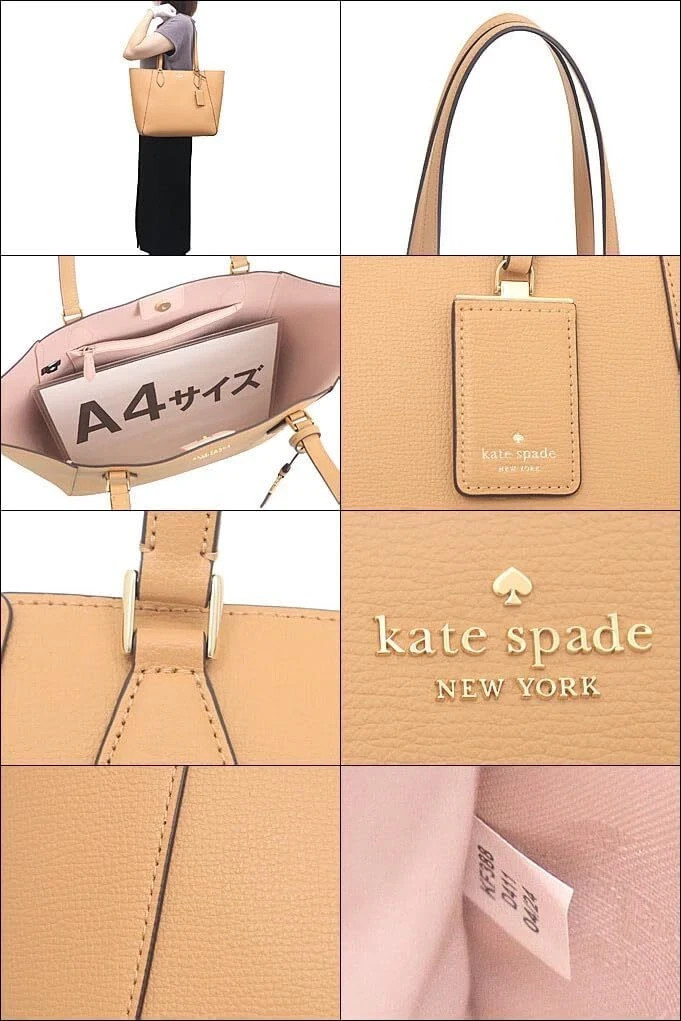 Kate Spade レザーバック　A4サイズ Kate Spade Poppy Large Brown Yellow Leather Tote Purse KF388 Bag