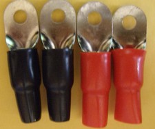  4 Audio Power Ground Wire Ring Terminals Nickel 1/0 Ga Gauge 5/16" Connectors