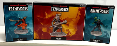 Dungeons & Dragons Frameworks Lot of 3 - Stone Giant Elf Monk Human WotC Minis