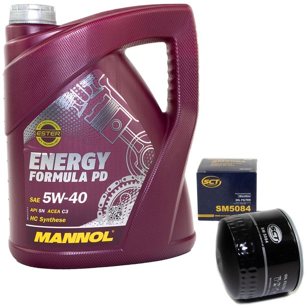 MotoröL Set 5W-40 5 Liter + ÖLfilter Sm 5084 FüR Fiat Ducato Bus Kasten 136 Ps-image