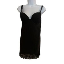 Victoria  s Secret Vintage '12 Black Underwire Nighty Gown 36C Boudoir Slip Women