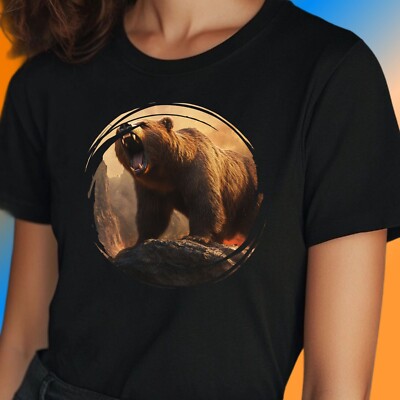 T-Shirt Frauen Mächtiger Grizzlybär Motiv Baumwolle Größe S bis 3XL