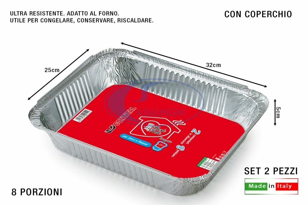 CONTENITORE ALLUMINIO LAMIN. C/C 8 PORZIONE SET 2 PZ. R31L PASTA CARNE PESCE