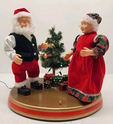 Dancing Claus Couple Music Fig Vintage Gemmy North Pole As Seen On