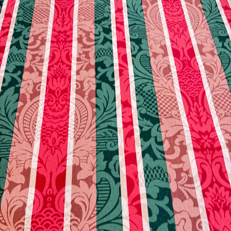 Tela de tapicería de colección Fabricut Stanley King rayas rojo verde damasco 11 yardas Foto 4 de 4