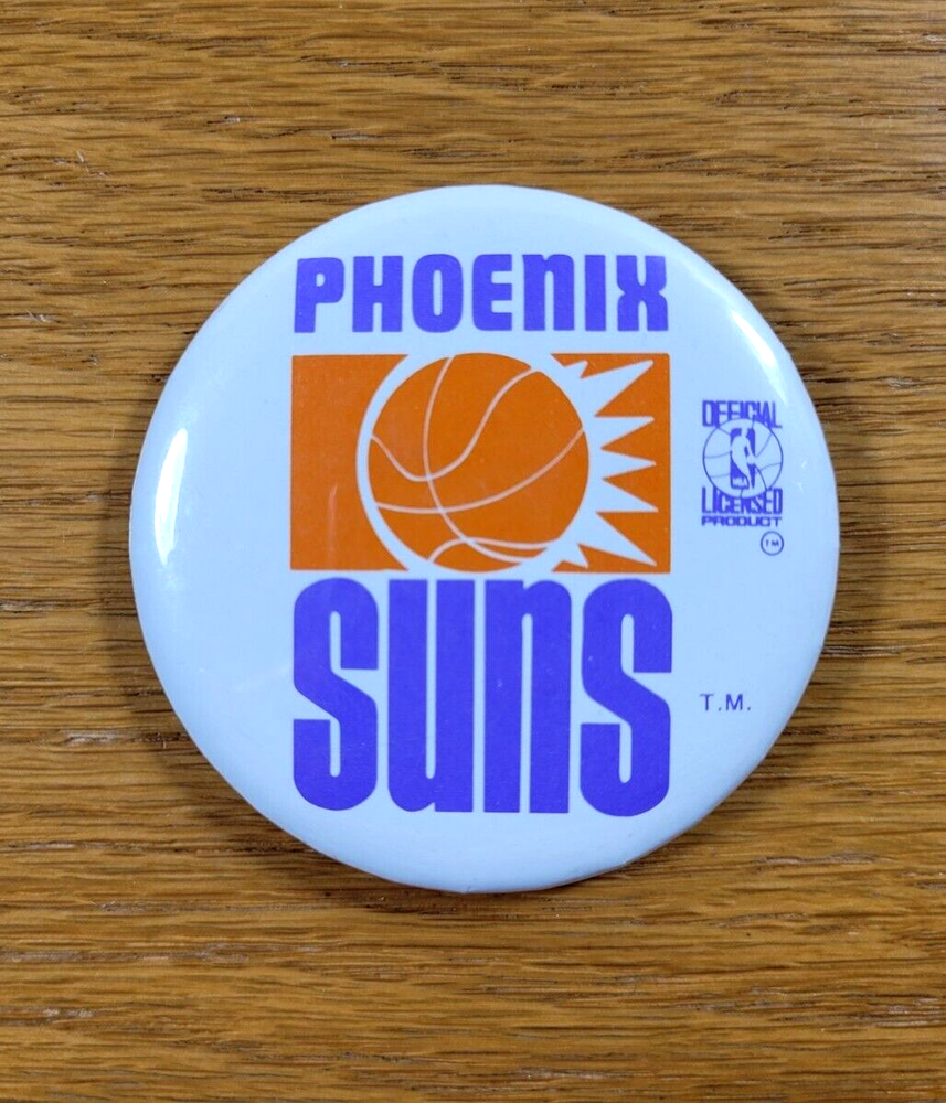 Vintage Phoenix Suns NBA Basketball Round Badge Pin Purple Orange