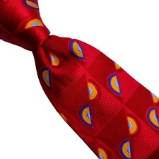 8A) ROBERT TALBOTT BEST OF CLASS RED GEOMETRIC 100% SILK NECKTIE MADE IN USA