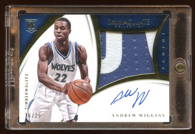 IMMACULATE ANDREW WIGGINS RC AUTO #D /25 LIMITED PATCH LOGO 