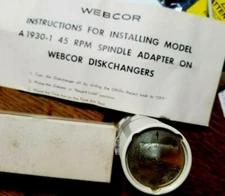 NOS  WEBCOR 45 RPM Spindle Adapter record changer AB-1930-1 - FREE SHIPPING