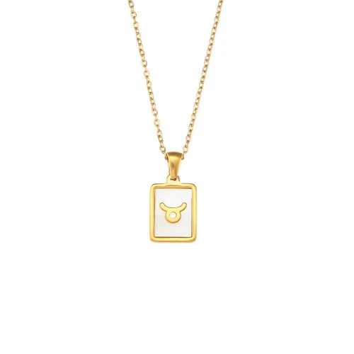 1pc Gold 304 Stainless Steel Twelve Constellations Shell Pendant Necklace - Picture 10 of 35