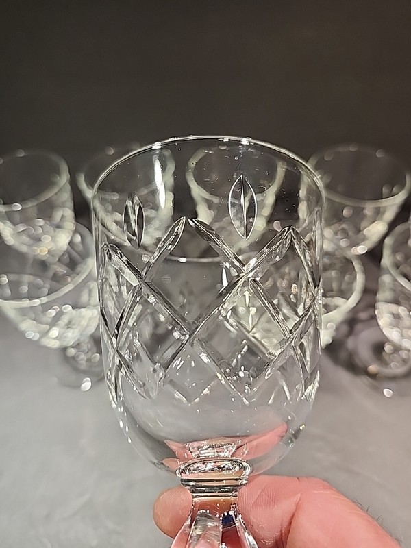 Set of 9 MCM Libbey Glass "Diamond" Water Goblet ~ Made in U.S.A. ~ EUC