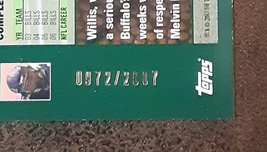 WILLIS MCGAHEE 2007 Topps - #54 Copper /2007 Ravens.  D1D - Image 3 of 3