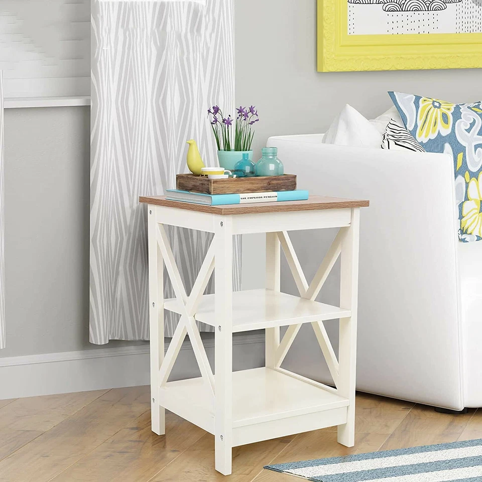 Side Table Set of 2 Storage Sofa Bed End Table for Living Room Bedroom - Image 2 of 4