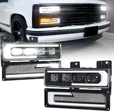 USED MOVOTOR LED Headlight Assembly Compatible with 1988-1998 Chevy GMC