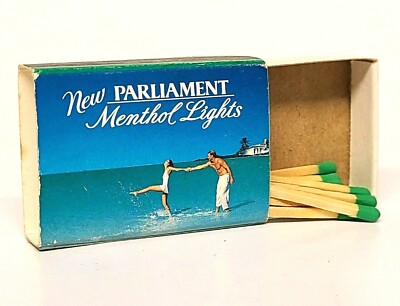 Vtg Atlas Match Corp Matchstick Box New Parliament Menthol Lights w/12 matches