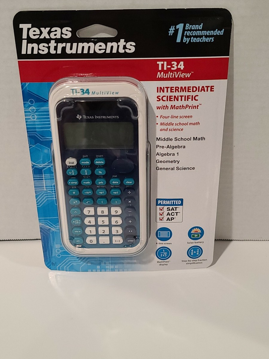 Texas Instruments TI-34 MultiView Scientific Calculator - Blue & White, 4-Line Display