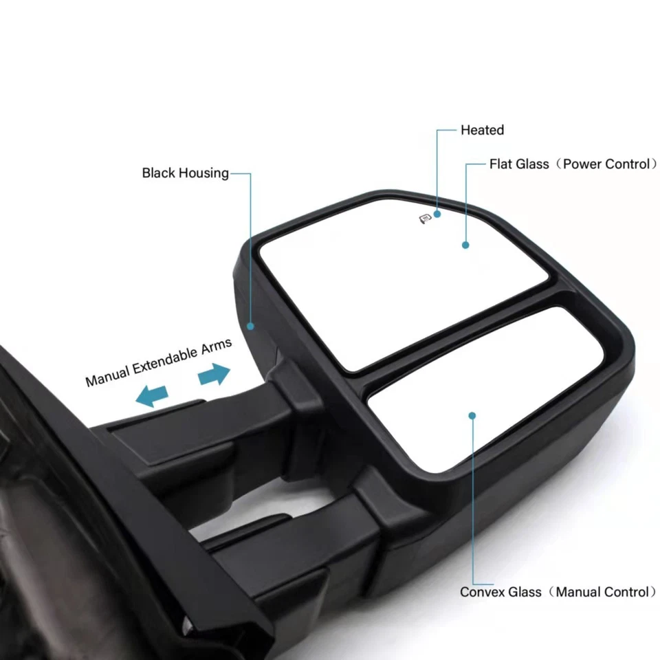 Espejos retrovisores de remolque eléctricos térmicos para Ford F250 F350 SD 2017 2018 2019 2020 lado derecho+derecho Foto 2 de 4