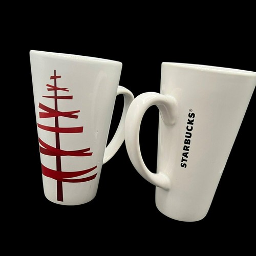 Set of 2 Starbucks’ 2012 Christmas Xmas Tree Mugs 14 oz 6 in tall - Picture 2 of 11