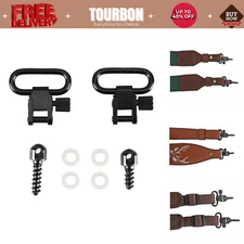 Tourbon Pair Steel Sling Swivels Rifle Base Gun Wood Stock Screw Studs Set Black