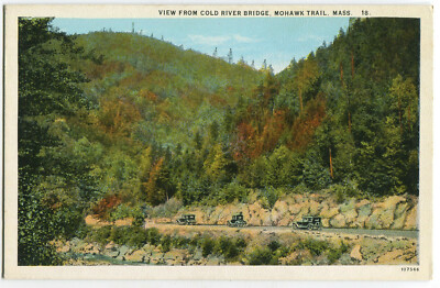 Prelinen Postcard - Mohawk Trail, Massachusetts - View from Cold River Bridge