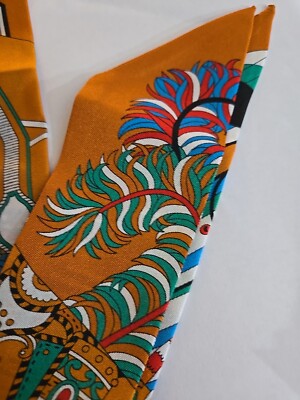 Silk Scarf Ribbon Tribal Print Slim Head Band Neck Tie Burnt Orange 
