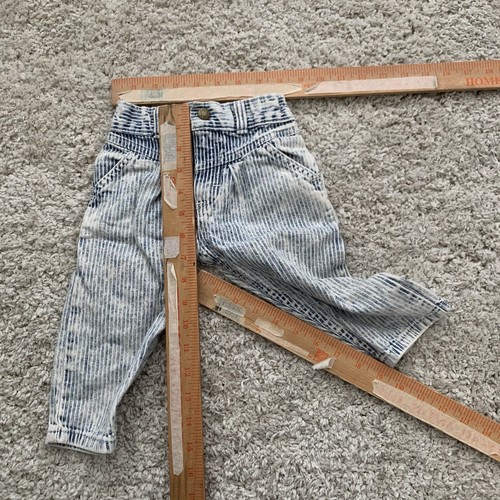 Vintage Oshkosh Bgosh Denim Pants Girls 18M Blue Hickory Striped USA Made 90s - Picture 11 of 14