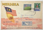 Malaya Registered First Day Cover Johore Bahru via Singapore To USA 1958