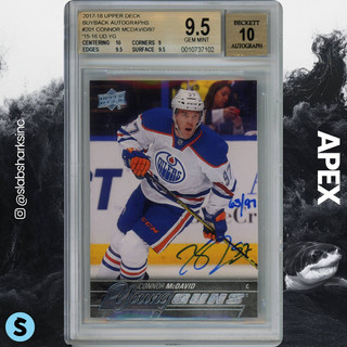 2017 UD BUYBACK #201 CONNOR MCDAVID '15 16 YOUNG GUNS RC ROOKIE AUTO /97 BGS 9.5