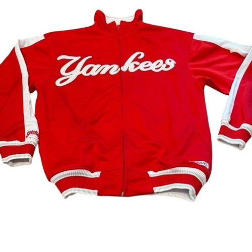 Stitches MLB NY Yankees Full Zip Track Jacket Red Unisex Women's L Men's S EUC