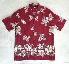 Royal Creations Hawaiian Shirt Mens L Red Floral Rayon Aloha Made Hawaii Resort