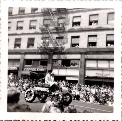 Vintage 1951 Rose Festival Parade Snapshot Photograph Flower Car Float Portland
