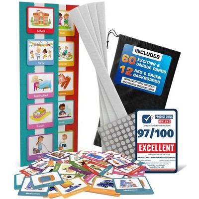 Premium 60 pcs Visual Schedule for Kids with Autism12 bords Black Bag Reward ...