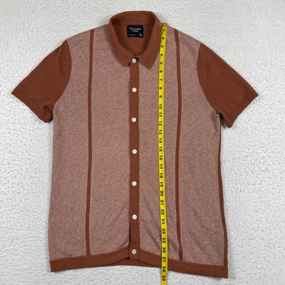 Abercrombie & Fitch Sweater Polo Mens Medium Rust Brown Silk Blend