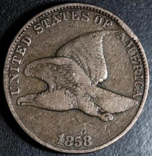 1858 FLYING EAGLE CENT - Large Letters LL - FINE