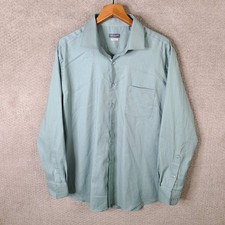 Van Heusen Flex Shirt Mens XL 34/35 Green Regular Fit Stretch Sage Long Sleeve
