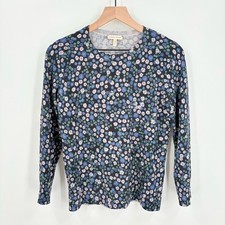 Rebecca Taylor Floral Crew Neck Pullover Wool Sweater Medium