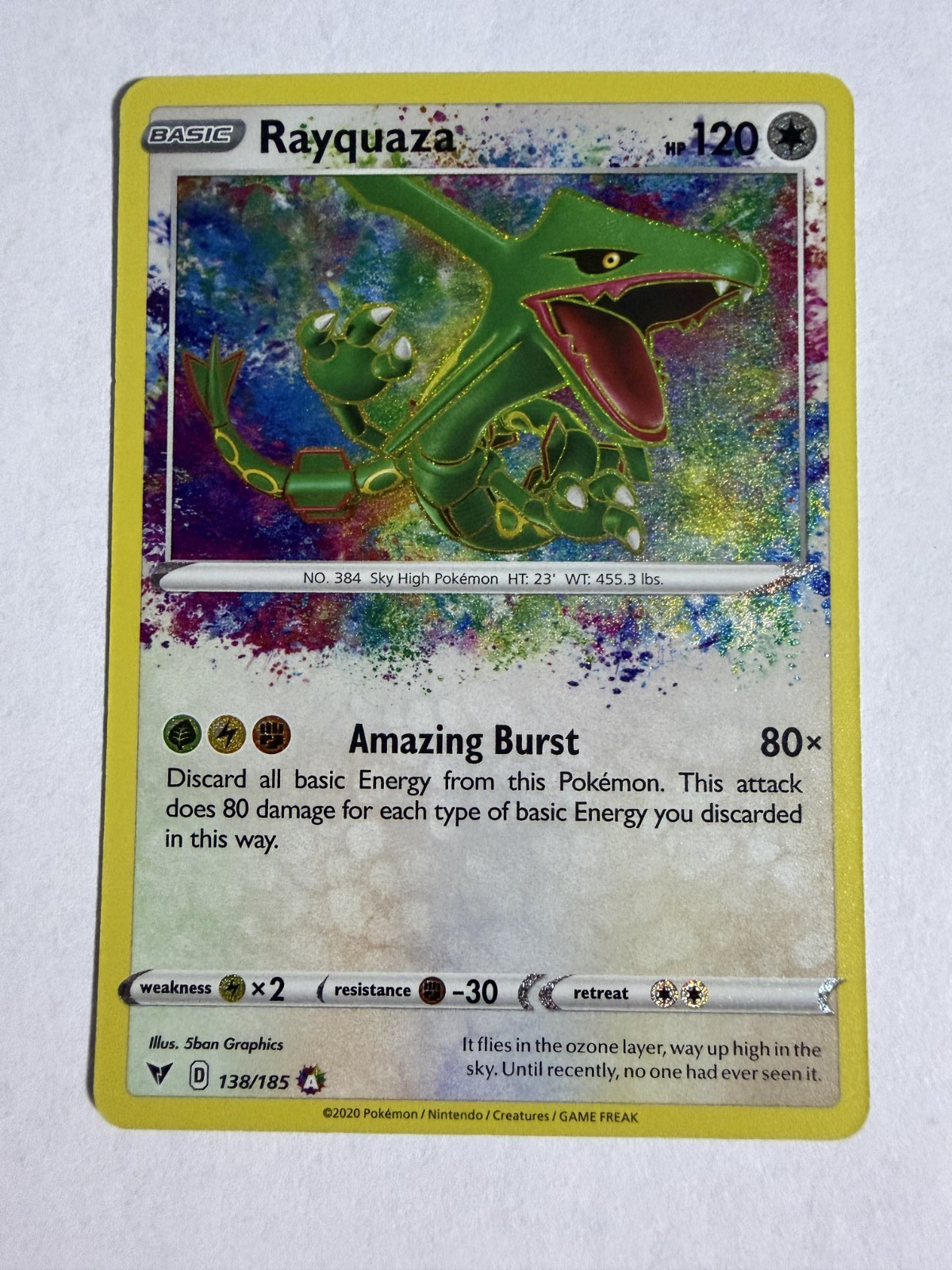 2020 Pokemon Rayquaza 138/185 Amazing Rare Vivid Voltage Near Mint!