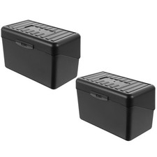 2Pcs Reusable Black PP Business Card Storage Box for Office Use