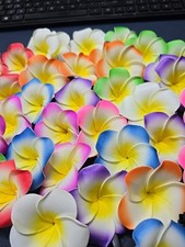 40 Pcs Mixed Colors Foam Hawaiian Frangipani Artificial Plumeria Flower Petal...